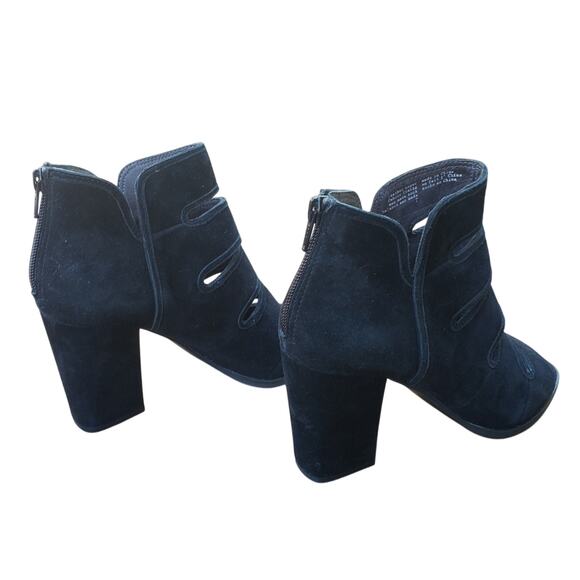 Seychelles Womens Black Suede Strappy Leather Peep Toe Ankle Booties 7M - Picture 6 of 8